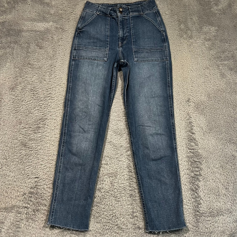 Hollister Mom Jeans Ultra High Rise Raw Hem Stretch Women's Junior's‎ 5R 27x27